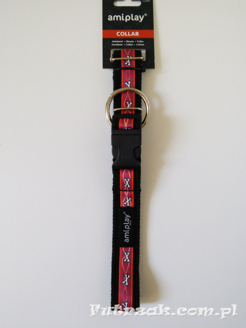 Obroża PX 34-55cm/kości bordowe Obroża PX 34-55cm/kości bordowe