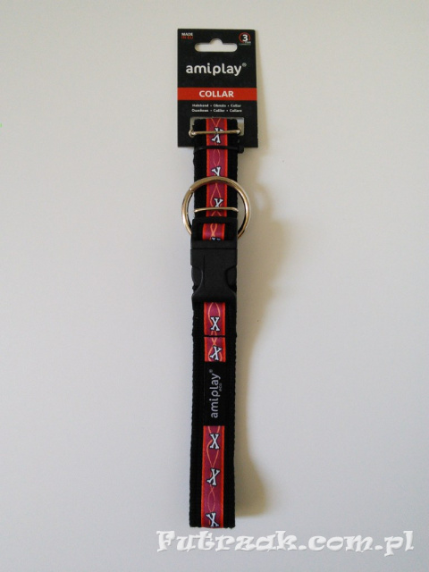 Obroża PX 34-55cm/kości bordowe Obroża PX 34-55cm/kości bordowe