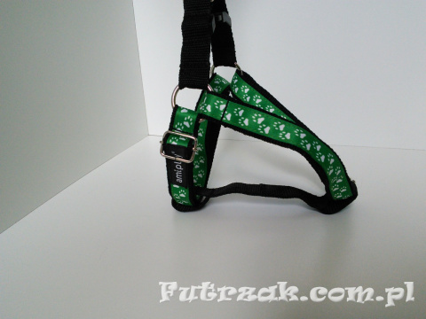 Szelki regulowane NX 30-55cm/łapki na zielonym tle Szelki regulowane NX 30-55cm/łapki na zielonym tle