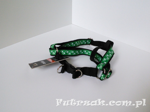 Szelki regulowane NX 30-55cm/łapki na zielonym tle Szelki regulowane NX 30-55cm/łapki na zielonym tle