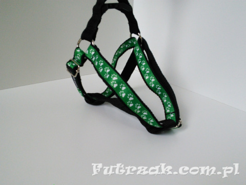 Szelki regulowane NX 30-55cm/łapki na zielonym tle Szelki regulowane NX 30-55cm/łapki na zielonym tle