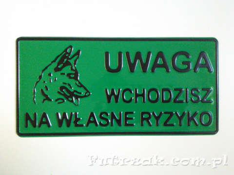 Tabliczka ostrzegawcza, metalowa-"UWAGA WCHODZISZ..." Tabliczka ostrzegawcza, metalowa-"UWAGA WCHODZISZ..."