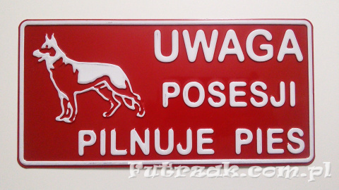 Tabliczka ostrzegawcza, metalowa-"UWAGA POSESJI..." Tabliczka ostrzegawcza, metalowa-"UWAGA POSESJI..."