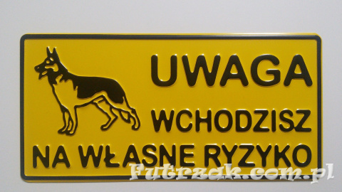 Tabliczka ostrzegawcza, metalowa-"UWAGA WCHODZISZ..." Tabliczka ostrzegawcza, metalowa-"UWAGA WCHODZISZ..."