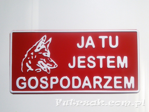 Tabliczka ostrzegawcza, metalowa-"JA TU JESTEM..." Tabliczka ostrzegawcza, metalowa-"JA TU JESTEM..."