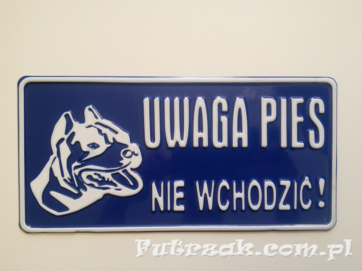 Tabliczka ostrzegawcza, metalowa-"UWAGA PIES..." Tabliczka ostrzegawcza, metalowa-"UWAGA PIES..."