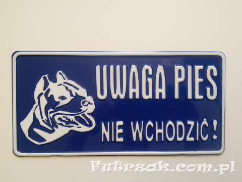 Tabliczka ostrzegawcza, metalowa-"UWAGA PIES..." Tabliczka ostrzegawcza, metalowa-"UWAGA PIES..."