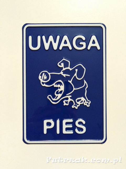 Tabliczka ostrzegawcza, metalowa-"UWAGA PIES" Tabliczka ostrzegawcza, metalowa-"UWAGA PIES"