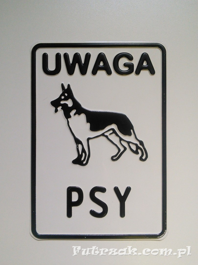 Tabliczka ostrzegawcza, metalowa-"UWAGA PSY" Tabliczka ostrzegawcza, metalowa-"UWAGA PSY"