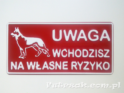 Tabliczka ostrzegawcza, metalowa-"UWAGA WCHODZISZ..." Tabliczka ostrzegawcza, metalowa-"UWAGA WCHODZISZ..."