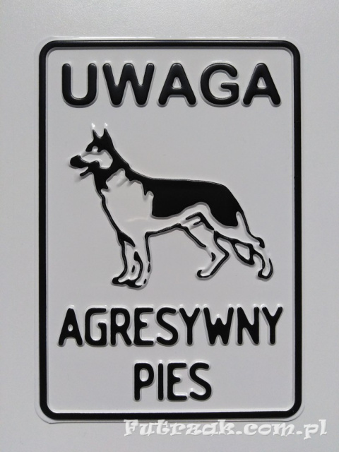 Tabliczka ostrzegawcza, metalowa-"UWAGA AGRESYWNY PIES" Tabliczka ostrzegawcza, metalowa-"UWAGA AGRESYWNY PIES"