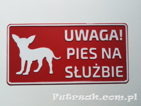 Tabliczka ostrzegawcza, metalowa-"UWAGA! PIES NA SŁUŻBIE" Tabliczka ostrzegawcza, metalowa-"UWAGA! PIES NA SŁUŻBIE"