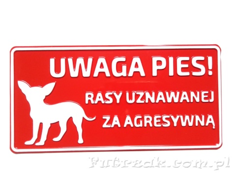 Tabliczka ostrzegawcza, metalowa-"UWAGA PIES!..." Tabliczka ostrzegawcza, metalowa-"UWAGA PIES!..."