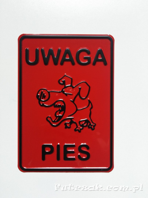 Tabliczka ostrzegawcza, metalowa-"UWAGA PIES" Tabliczka ostrzegawcza, metalowa-"UWAGA PIES"