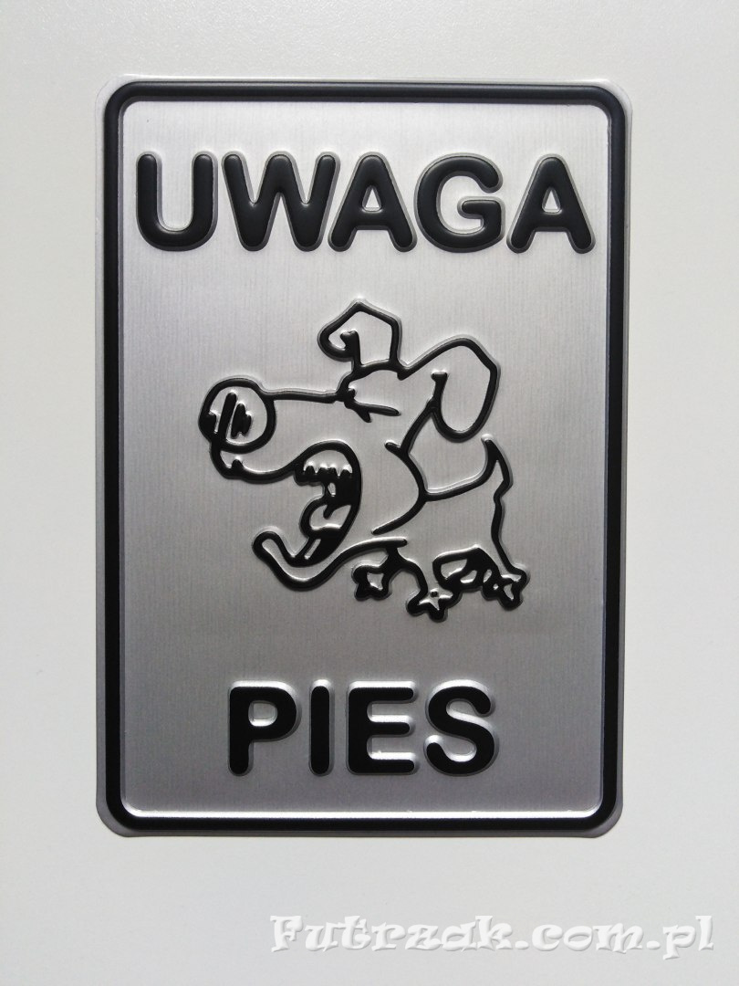 Tabliczka ostrzegawcza, metalowa-"UWAGA PIES" Tabliczka ostrzegawcza, metalowa-"UWAGA PIES"