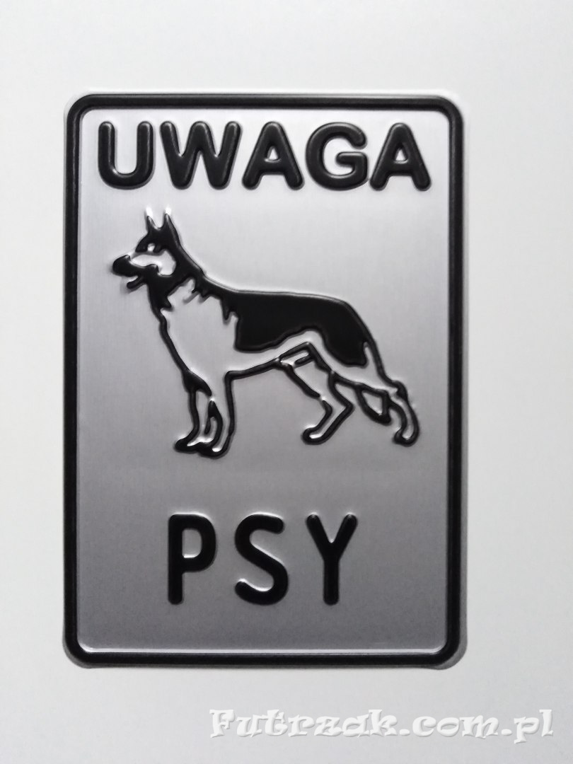 Tabliczka ostrzegawcza, metalowa-"UWAGA PSY" Tabliczka ostrzegawcza, metalowa-"UWAGA PSY"