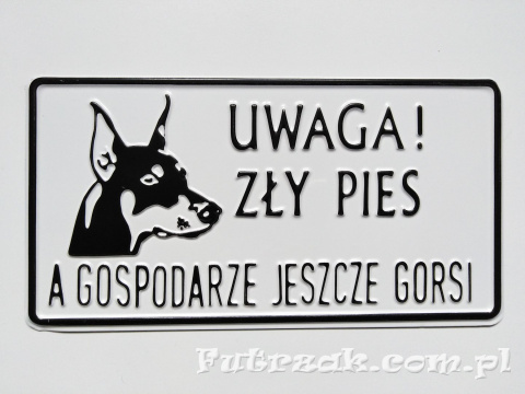 Tabliczka ostrzegawcza, metalowa-"UWAGA! ZŁY PIES..." Tabliczka ostrzegawcza, metalowa-"UWAGA! ZŁY PIES..."