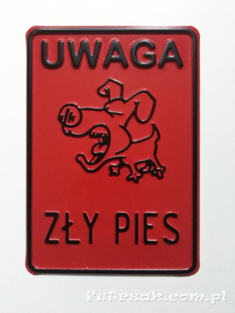 Tabliczka ostrzegawcza, metalowa-"UWAGA ZŁY PIES" Tabliczka ostrzegawcza, metalowa-"UWAGA ZŁY PIES"