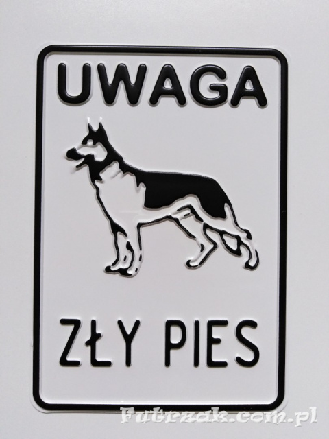 Tabliczka ostrzegawcza, metalowa-"UWAGA ZŁY PIES" Tabliczka ostrzegawcza, metalowa-"UWAGA ZŁY PIES"
