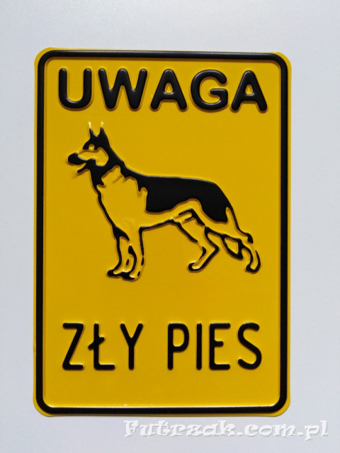 Tabliczka ostrzegawcza, metalowa-"UWAGA ZŁY PIES" Tabliczka ostrzegawcza, metalowa-"UWAGA ZŁY PIES"