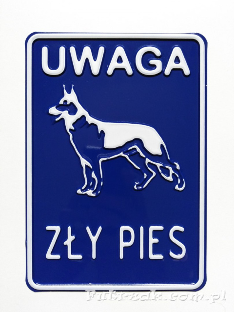 Tabliczka ostrzegawcza, metalowa-"UWAGA ZŁY PIES" Tabliczka ostrzegawcza, metalowa-"UWAGA ZŁY PIES"