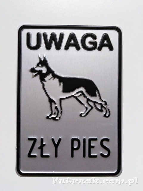 Tabliczka ostrzegawcza, metalowa-"UWAGA ZŁY PIES" Tabliczka ostrzegawcza, metalowa-"UWAGA ZŁY PIES"