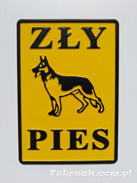 Tabliczka ostrzegawcza, metalowa-"ZŁY PIES" Tabliczka ostrzegawcza, metalowa-"ZŁY PIES"