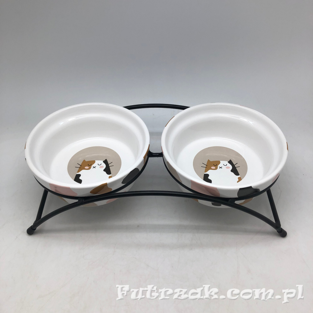 Zestaw dwóch misek ceramicznych na stojaku-Y2763