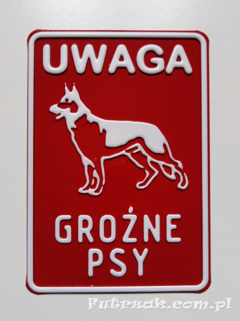 Tabliczka ostrzegawcza, metalowa-"UWAGA GROŹNE PSY" Tabliczka ostrzegawcza, metalowa-"UWAGA GROŹNE PSY"