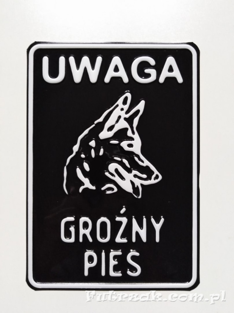 Tabliczka ostrzegawcza, metalowa-"UWAGA GROŹNY PIES" Tabliczka ostrzegawcza, metalowa-"UWAGA GROŹNY PIES"