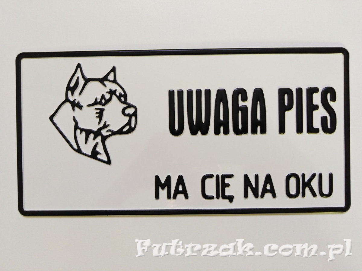 Tabliczka ostrzegawcza, metalowa-"UWAGA PIES MA CIĘ..." Tabliczka ostrzegawcza, metalowa-"UWAGA PIES MA CIĘ..."