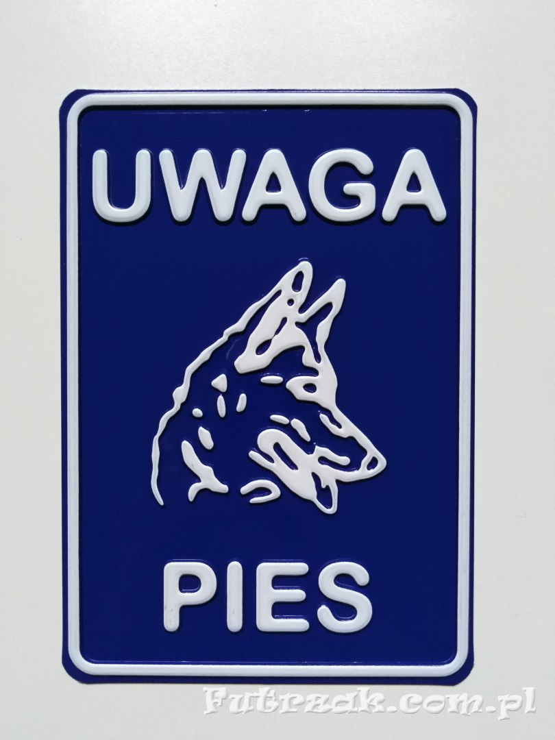 Tabliczka ostrzegawcza, metalowa-"UWAGA PIES" Tabliczka ostrzegawcza, metalowa-"UWAGA PIES"