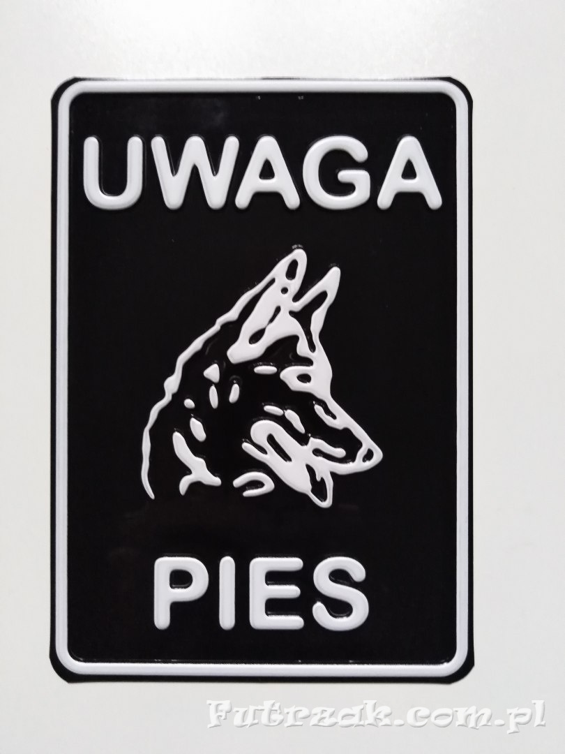 Tabliczka ostrzegawcza, metalowa-"UWAGA PIES" Tabliczka ostrzegawcza, metalowa-"UWAGA PIES"