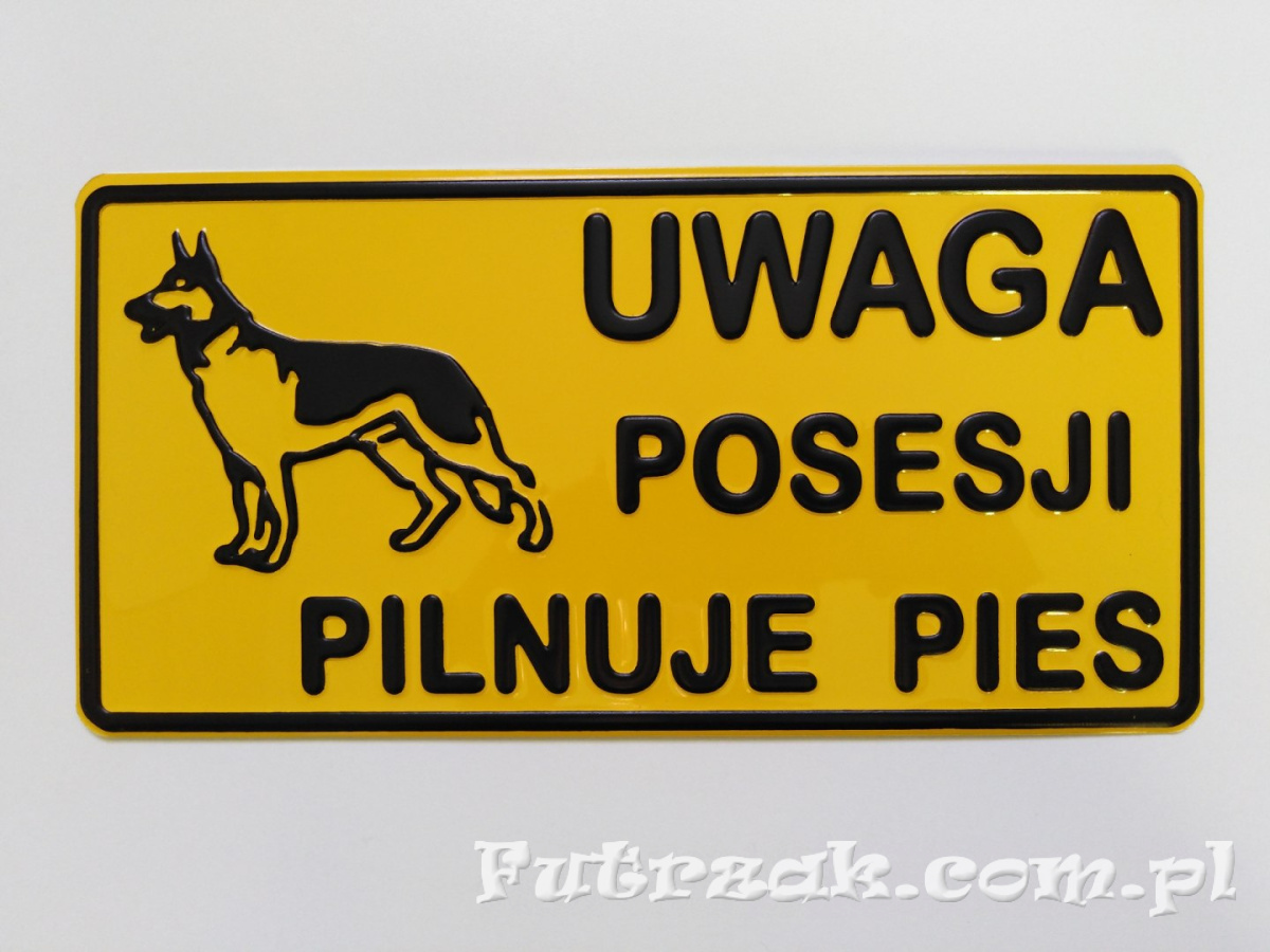 Tabliczka ostrzegawcza, metalowa-"UWAGA POSESJI..." Tabliczka ostrzegawcza, metalowa-"UWAGA POSESJI..."