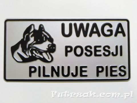 Tabliczka ostrzegawcza, metalowa-"UWAGA POSESJI..." Tabliczka ostrzegawcza, metalowa-"UWAGA POSESJI..."