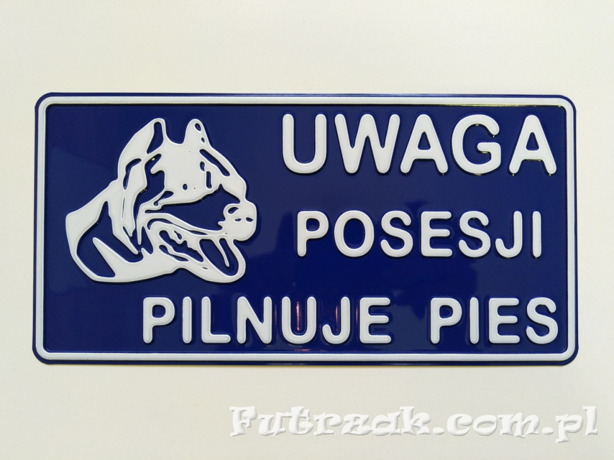 Tabliczka ostrzegawcza, metalowa-"UWAGA POSESJI..." Tabliczka ostrzegawcza, metalowa-"UWAGA POSESJI..."