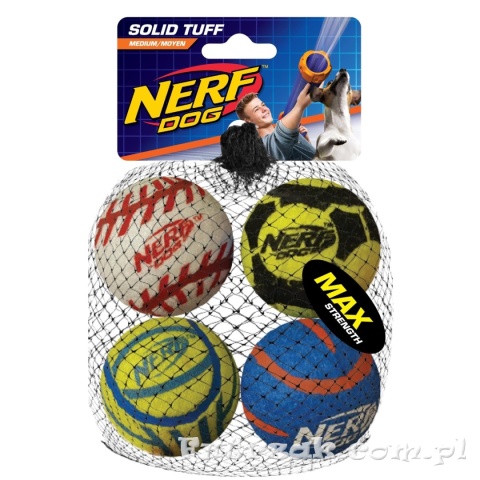 Zestaw 4 piłek tenisowych NERF DOG Ø 6,4 cm